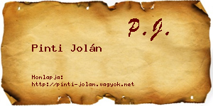 Pinti Jolán névjegykártya
